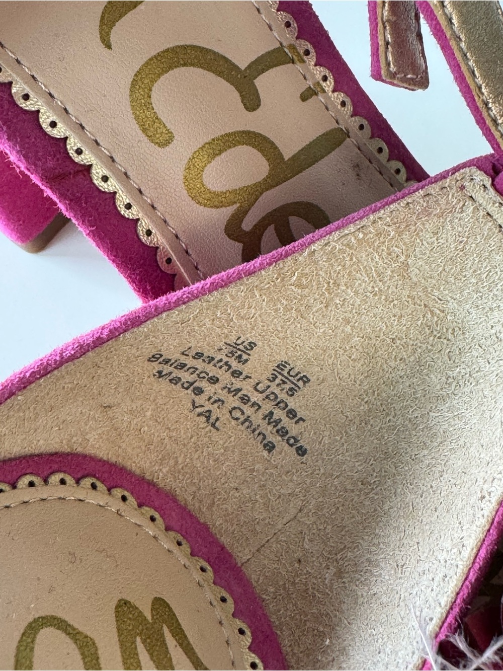 Sam Edelman Yal Heels Pink Suede, Sequins, Feathers Ankle Strap Size 7.5 - Picture 7 of 9